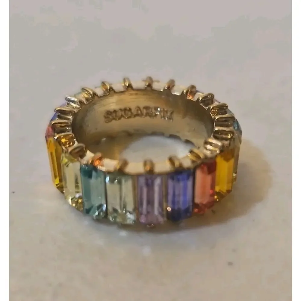 Sugarfix Multicolor Crystal Baguette Ring - Size 8